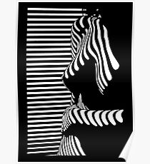 "blinded" Noir Nude. Photo turned stencil painting. Poster