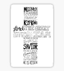 Typography Cross Names of Jesus Sticker