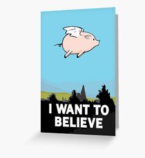 The X-Files: I Want to Believe Poster Flying Pig Spoof Grußkarte