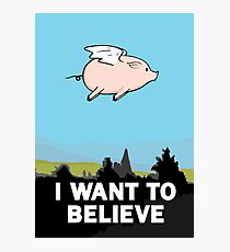 The X-Files: I Want to Believe Poster Flying Pig Spoof Photographic Print