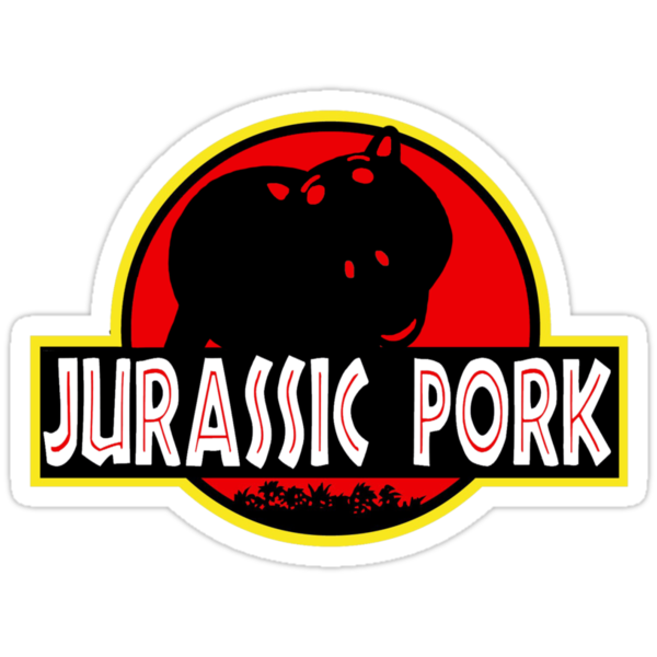 Jurassic Pork Stickers By James0scott Redbubble 