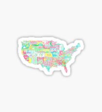 Lilly Pulitzer United States of America Map of Prints Sticker