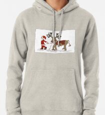 Santa Claus with his reindeer Pullover Hoodie