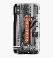 Red Chicago Theatre Sign Black and White Chicago Photography iPhone Case