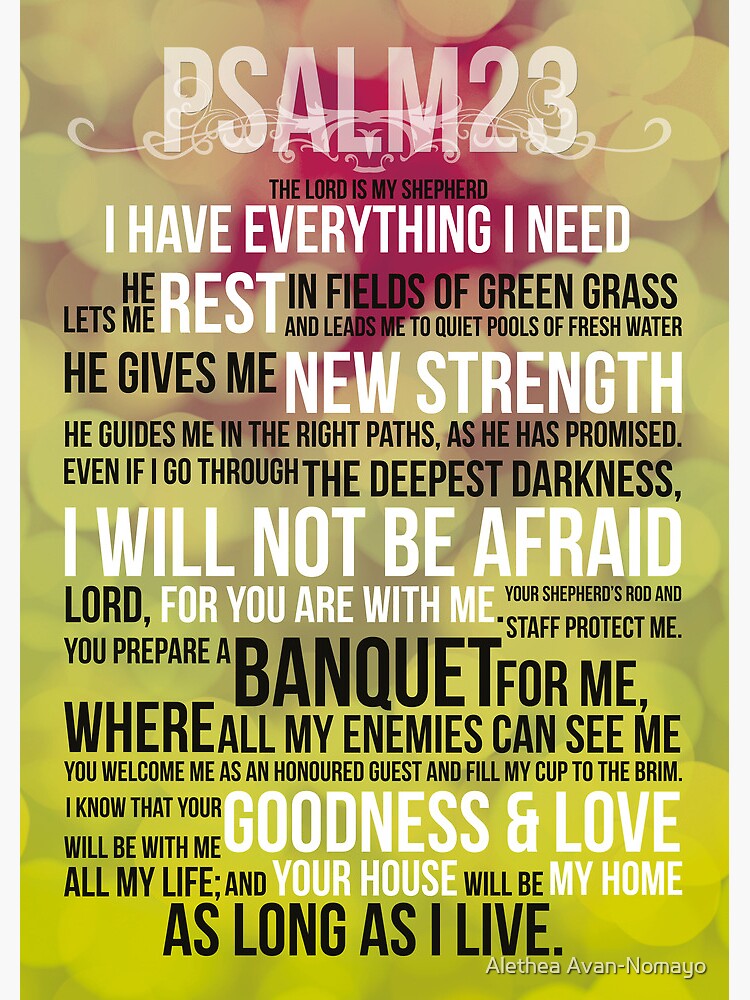 "PSALM 23 THE LORD'S PRAYER" Poster by Tangldltd Redbubble