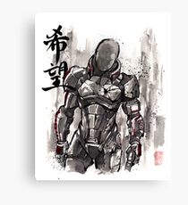 Commander Shepard from Mass Effect sumie style with HOPE Canvas Print