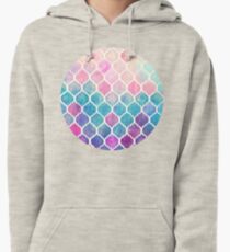 Rainbow Pastel Watercolor Moroccan Pattern Pullover Hoodie
