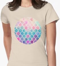 Rainbow Pastel Watercolor Moroccan Pattern Women's Fitted T-Shirt