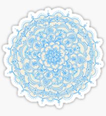 Pale Blue Pencil Pattern - hand drawn lace mandala Sticker