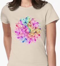 Regenbogen-Aquarell-Paisley-Blume Tailliertes T-Shirt