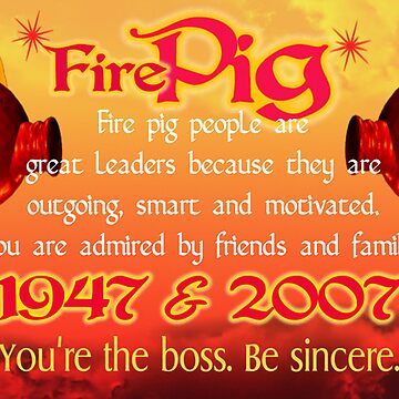 1947 2007 Chinese zodiac born in year of Fire Pig by Valxart