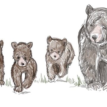 Mama Bear with Three Cubs Sticker for Sale by CaroleLynne