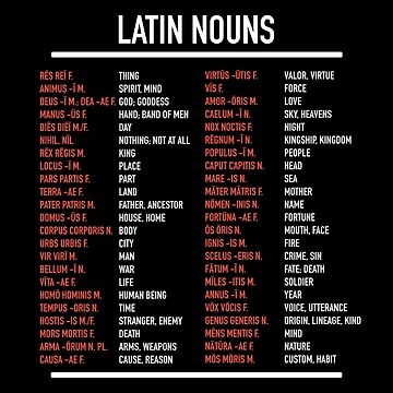 Latin Nouns Top 46 Most Frequent Latin Words Photographic Print