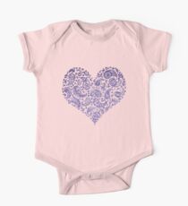 Purple Brocade Paisley Heart One Piece - Short Sleeve