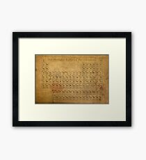 Periodic Table of the Elements Vintage Chart on Worn Stained Distressed Canvas Framed Print