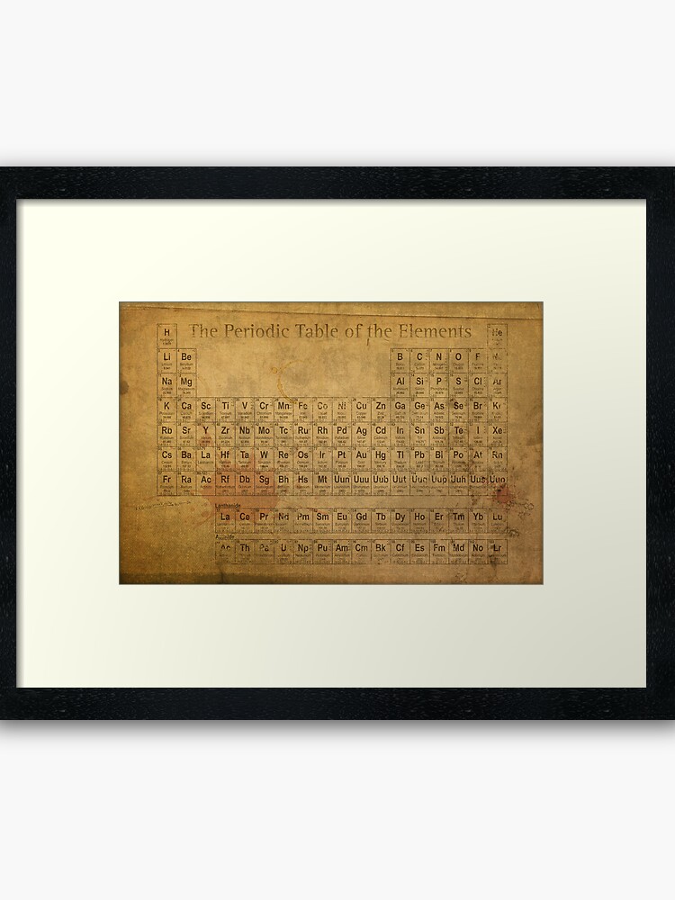 Chart Art Table Worn Periodic Distressed  Framed Print Stained | Vintage Elements the Canvas on of