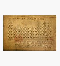 Periodic Table of the Elements Vintage Chart on Worn Stained Distressed Canvas Photographic Print