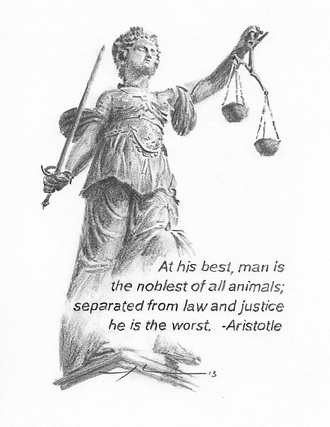 "Lady Justice drawing" by mike theuer | Redbubble