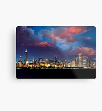 Chicago Skyline Sunset Metal Print