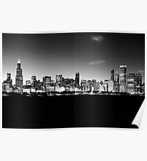 B&W Chicago Skyline Poster