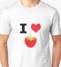 Cute Kawaii I Love Raspberries Unisex T-Shirt