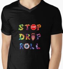 Stop, drop and roll Rainbow Men's V-Neck T-Shirt