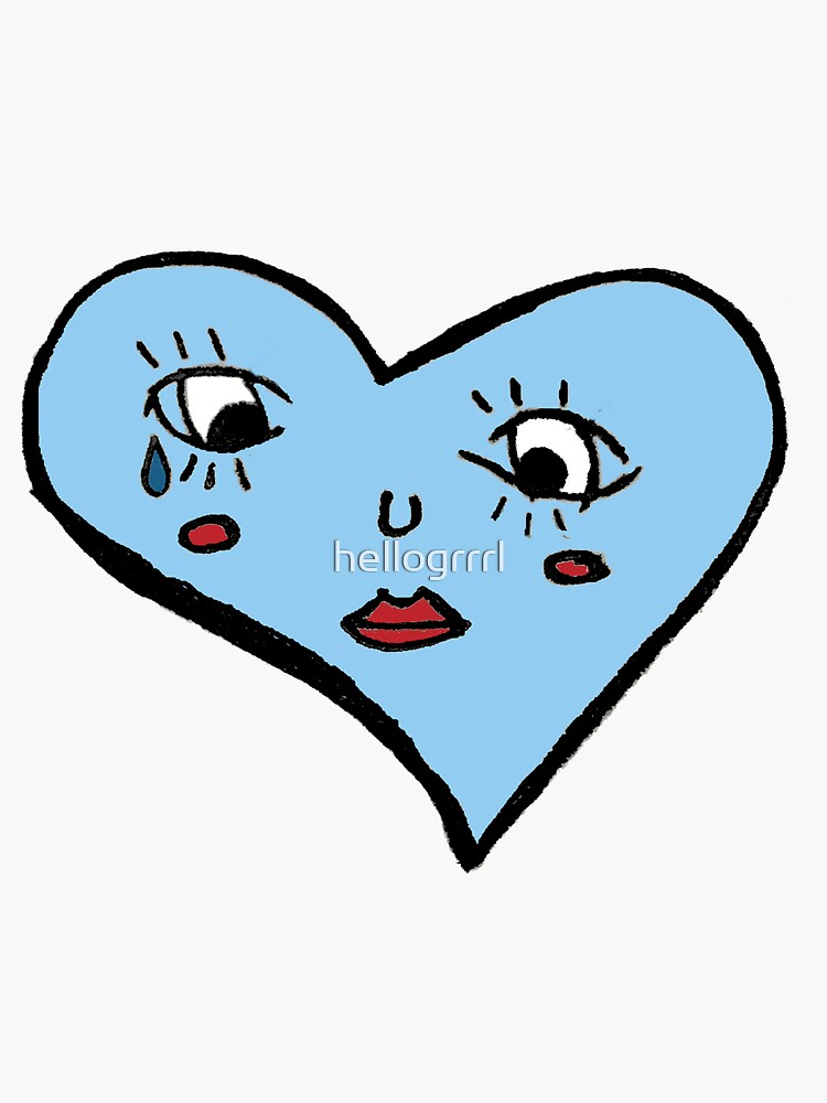"sad heart drawing" Sticker by hellogrrrl Redbubble