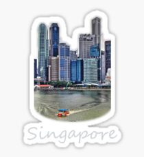 Amphibious Vehicle in front of Singapore Skyline Sticker