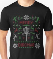 Merry Discmas Disc Golf Ugly Christmas Sweater Digital Art Unisex T-Shirt