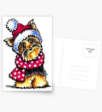 Yorkie Happy Winter Hat & Scarf Postcards