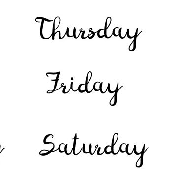 Days of the week Bullet journal calendar schedule planner black Sticker  for Sale by NeuDsigns