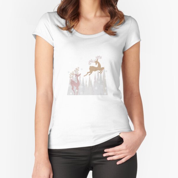 Christmas Deer Fitted Scoop T-Shirt