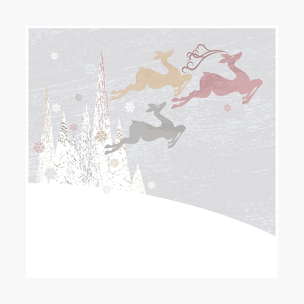Flying Christmas Deer Photographic Print