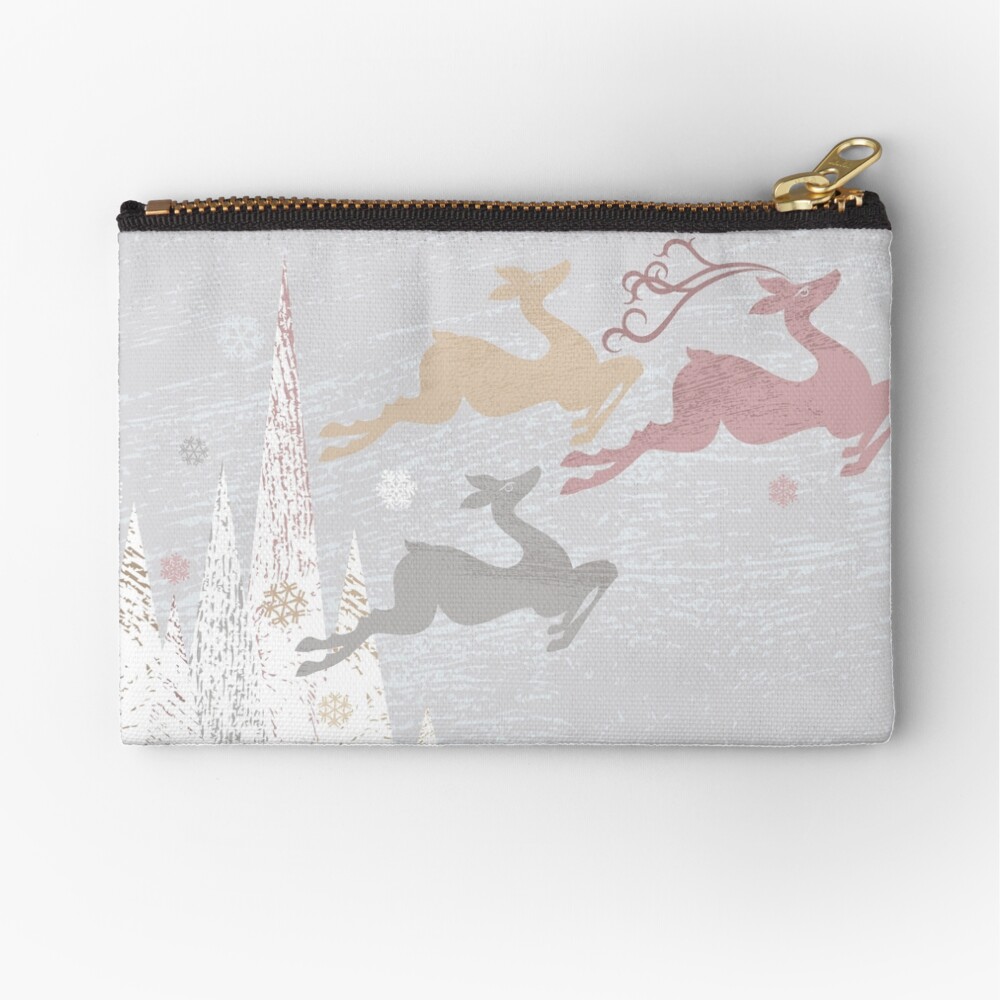 Flying Christmas Deer Zipper Pouch