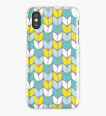 Tulip Knit (Aqua Gray Yellow) iPhone Case