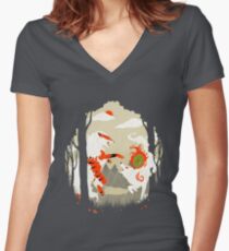 Great Wolves of Fire (Featured on Teefury) Women's Fitted V-Neck T-Shirt