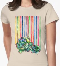Rainbow Succulents Women's Fitted T-Shirt