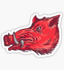Wild Boar Razorback Head Side Drawing Sticker