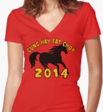 Happy Chinese New Year 2014 Women's Fitted V-Neck T-Shirt