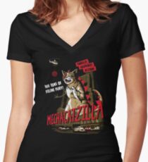 Mecha-Catzilla V2 Women's Fitted V-Neck T-Shirt