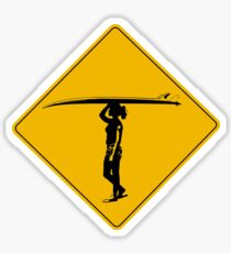 Female Surfer Crossing Warning, Road Sign, California Sticker