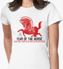 Year of The Horse Paper Cut - Chinese Zodiac Horse Women's Fitted T-Shirt
