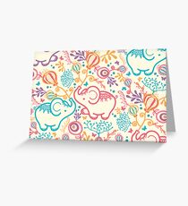 Elephants with bouquets pattern Grußkarte