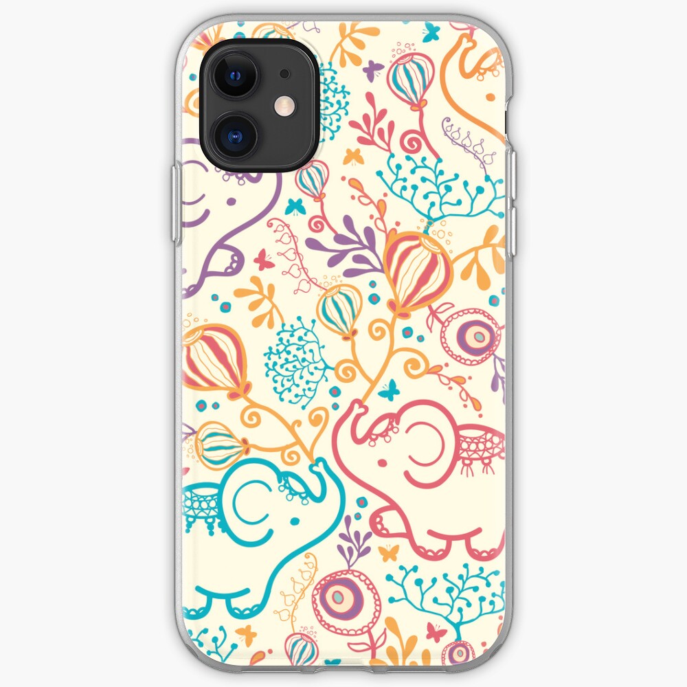 Elephants with bouquets pattern iPhone Case & Cover