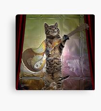 Cat playing guitar Canvas Print