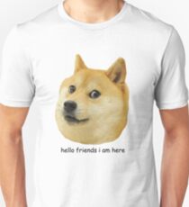 hello friends i am here shibe doge Slim Fit T-Shirt