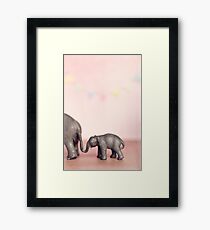 Pink Elephant and her Bub Framed Print
