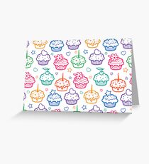 Colorful doodle cupcakes pattern Greeting Card