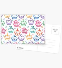 Colorful doodle cupcakes pattern Postcards
