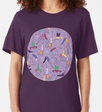 Yoga poses pattern Slim Fit T-Shirt